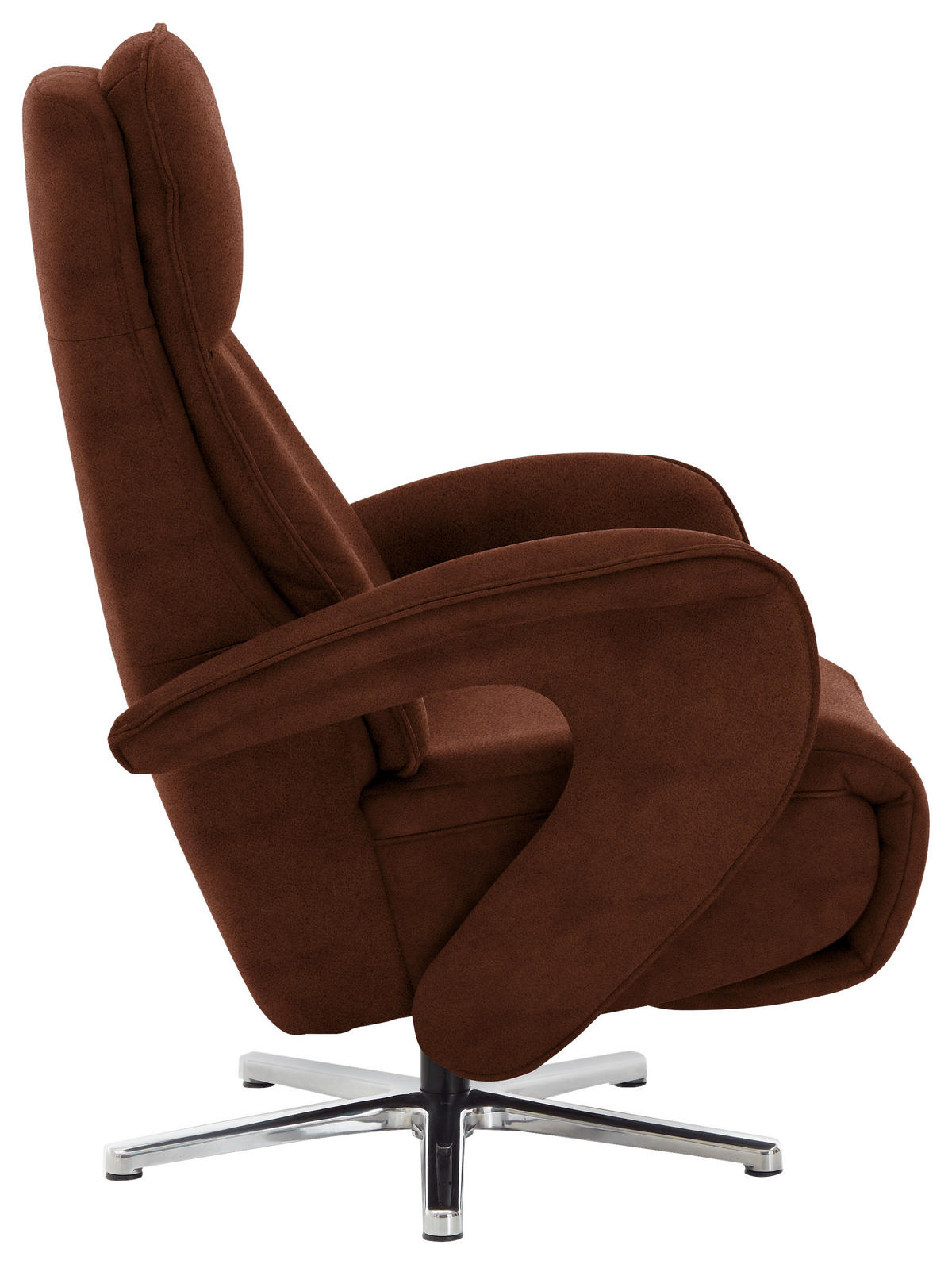 RELAXSESSEL in Textil Hellbraun  - Chromfarben/Hellbraun, Design, Textil/Metall (77/110/87cm) - Valdera