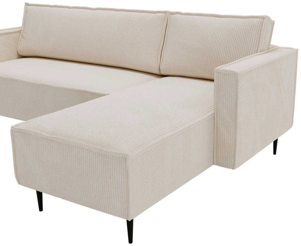 ECKSOFA in Cord Beige  - Beige/Schwarz, Design, Textil/Metall (223/151cm) - Livetastic