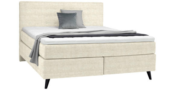 BOXSPRINGBETT 160/200 cm  in Creme  - Creme/Schwarz, KONVENTIONELL, Holz/Textil (160/200cm) - Voleo