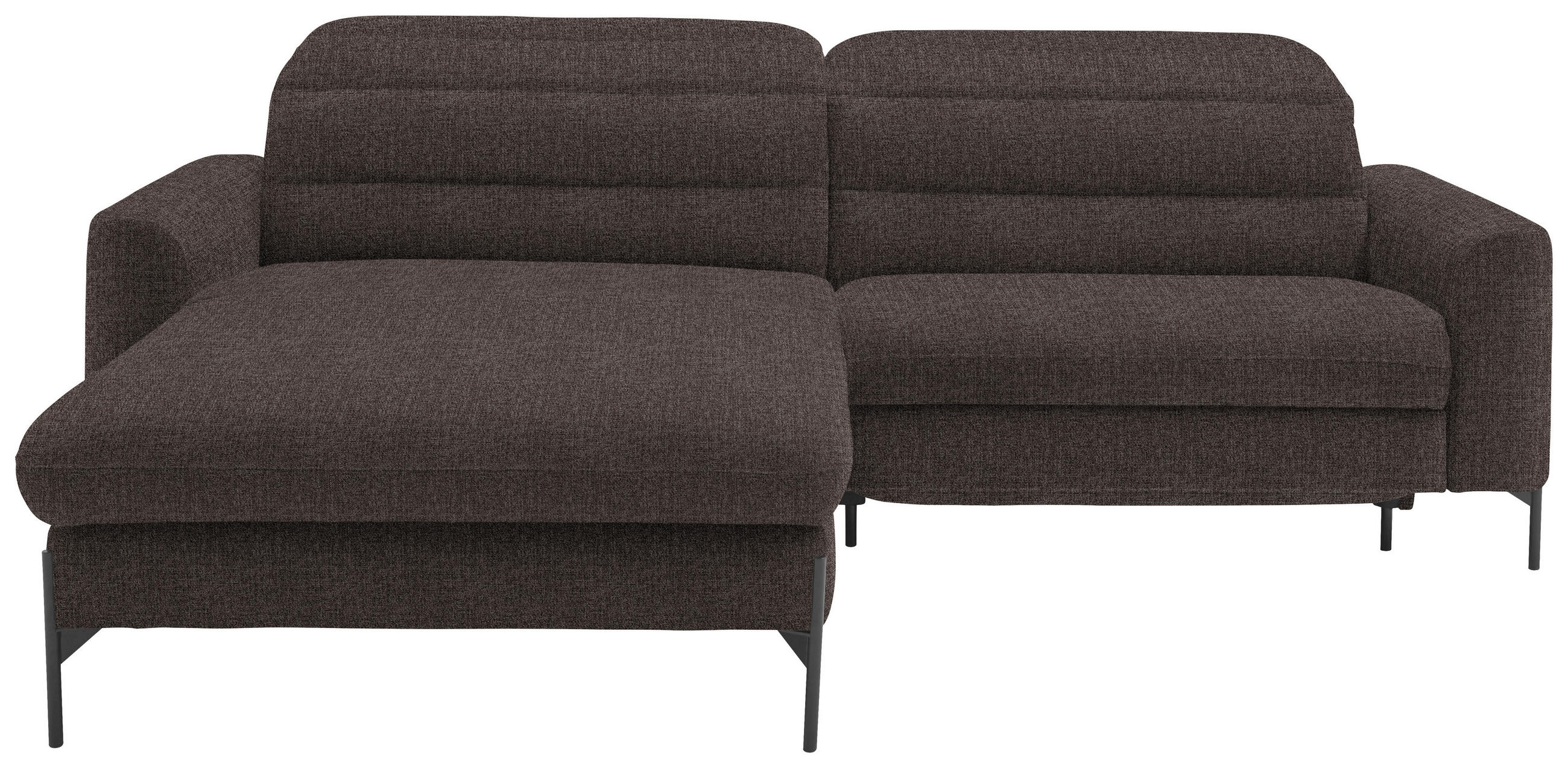 ECKSOFA in Flachgewebe Graubraun  191/252 cm  - Graubraun/Schwarz, Design, Textil/Metall (191/252cm) - Dieter Knoll