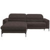 ECKSOFA in Flachgewebe Graubraun  191/252 cm  - Graubraun/Schwarz, Design, Textil/Metall (191/252cm) - Dieter Knoll