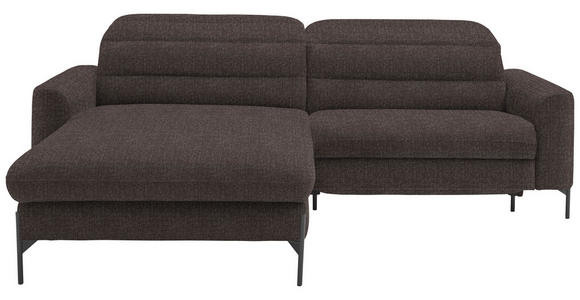 ECKSOFA  in Flachgewebe Graubraun  191/252 cm  - Graubraun/Schwarz, Design, Textil/Metall (191/252cm) - Dieter Knoll