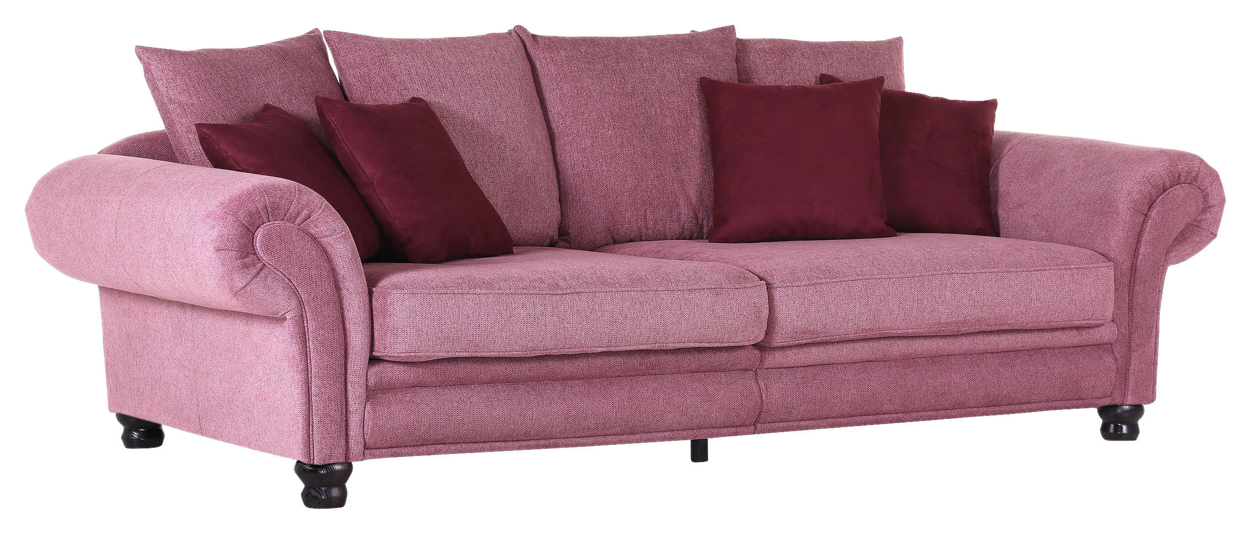 MEGASOFA in Flachgewebe Rosa  - Dunkelrosa/Schwarz, Romantik / Landhaus, Holz/Textil (280/85/124cm) - Landscape