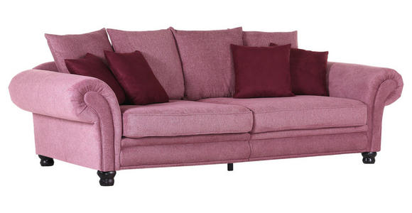 MEGASOFA in Flachgewebe Rosa  - Dunkelrosa/Schwarz, ROMANTIK / LANDHAUS, Holz/Textil (280/85/124cm) - Landscape