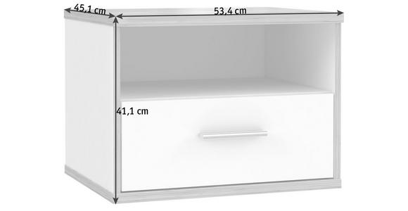 NACHTKÄSTCHEN in Weiß, Eichefarben  - Eichefarben/Alufarben, MODERN, Holzwerkstoff/Kunststoff (53,4/41,1/45,1cm) - Xora