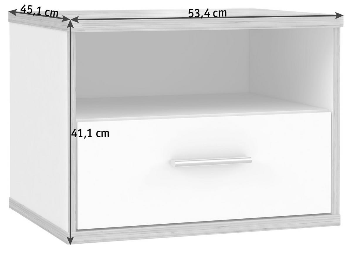NACHTKÄSTCHEN 53,4/41,1/45,1 cm  in Eichefarben, Weiss  - Weiss/Eichefarben, Modern, Holzwerkstoff/Kunststoff (53,4/41,1/45,1cm) - Xora