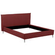 POLSTERBETT 200/200 cm,  in Rot, gepolstertes Kopfteil,  - Rot/Schwarzchrom, KONVENTIONELL, Leder/Metall (200/200cm) - Esposa