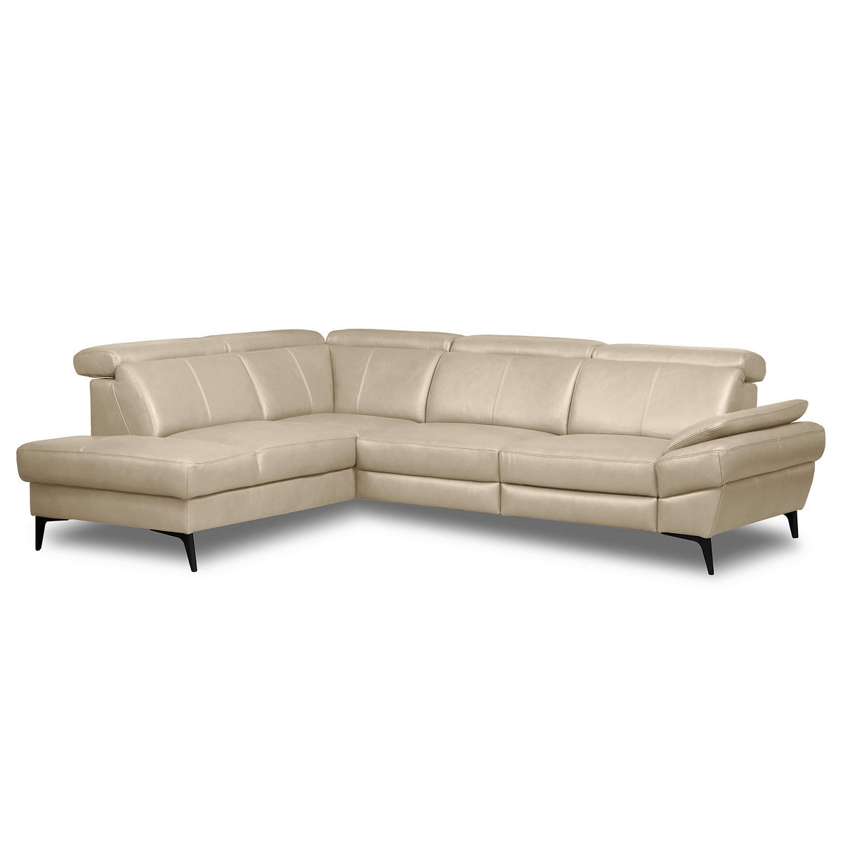 ECKSOFA  in Lederlook Echtleder Grau  211/264 cm  - Schwarz/Grau, Design, Leder/Textil (211/264cm) - Livetastic