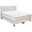 BOXSPRINGBETT 180/200 cm,  in Beige, Matratze, Topper, H3 = fest  - Beige/Schwarz, Design, Textil/Metall (180/200cm) - Esposa
