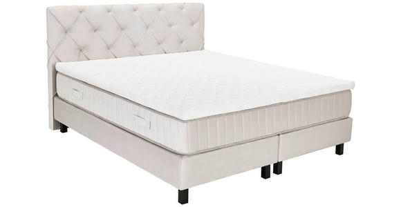BOXSPRINGBETT 180/200 cm,  in Beige, Matratze, Topper, H3 = fest  - Beige/Schwarz, Design, Textil/Metall (180/200cm) - Esposa