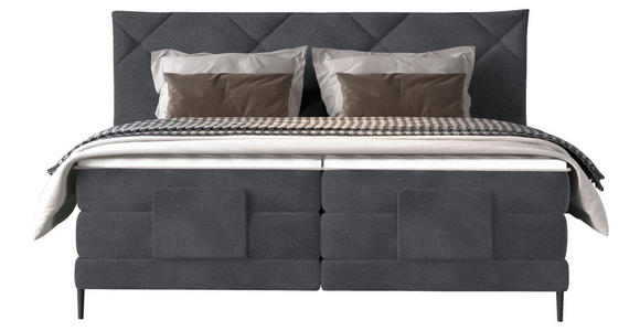 BOXSPRINGBETT 180/200 cm  in Dunkelgrau  - Dunkelgrau/Schwarz, KONVENTIONELL, Textil/Metall (180/200cm) - Esposa