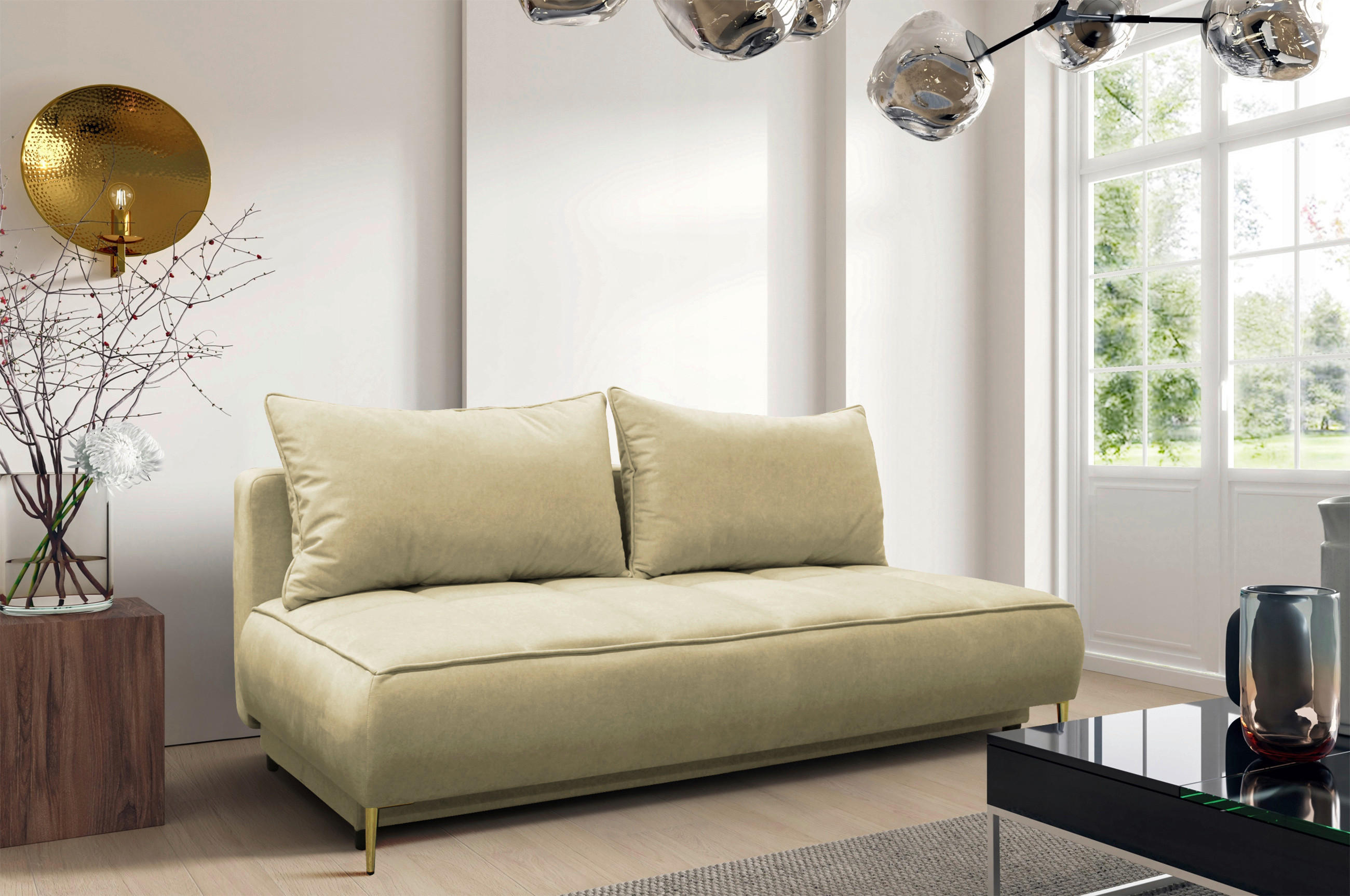 MID.YOU ROZKLÁDACÍ POHOVKA, textil, béžová