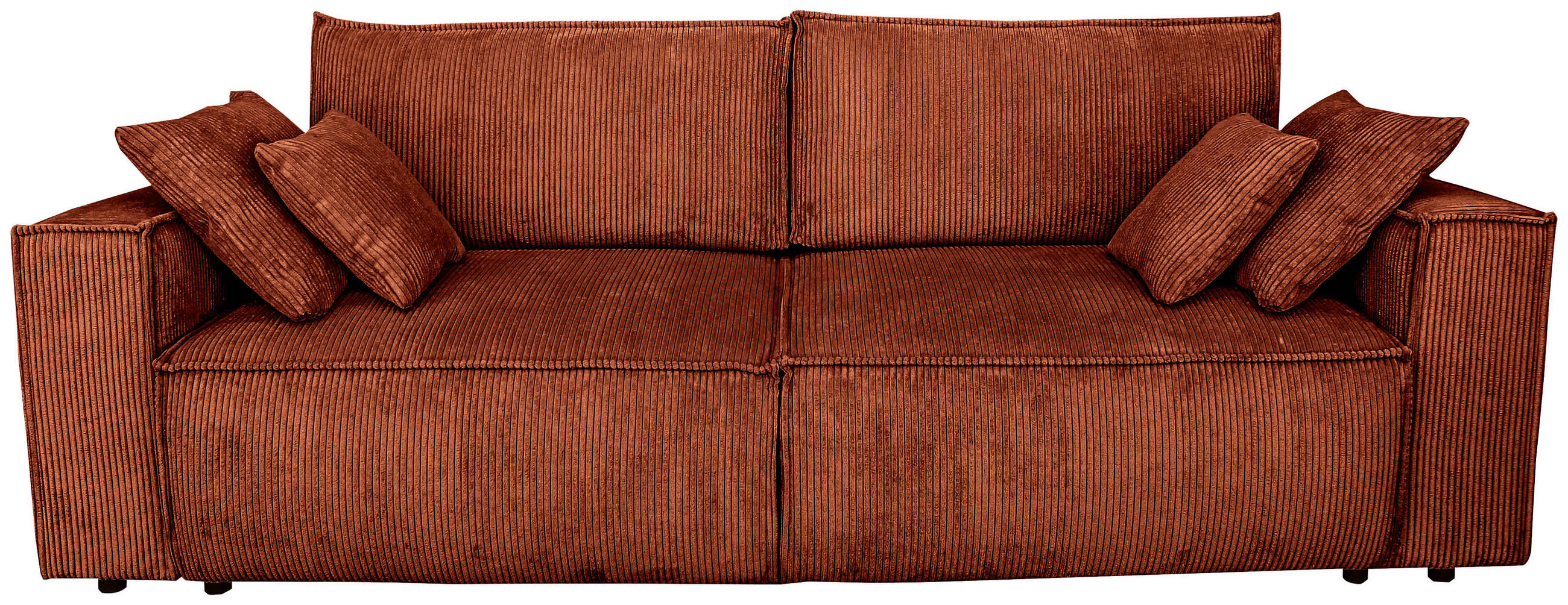 SCHLAFSOFA  mit Liegefunktion, Schlafen auf Sitzhöhe, Rücken echt Cord Rostfarben  - Rostfarben/Schwarz, KONVENTIONELL, Kunststoff/Textil (240/89/100cm) - Carryhome