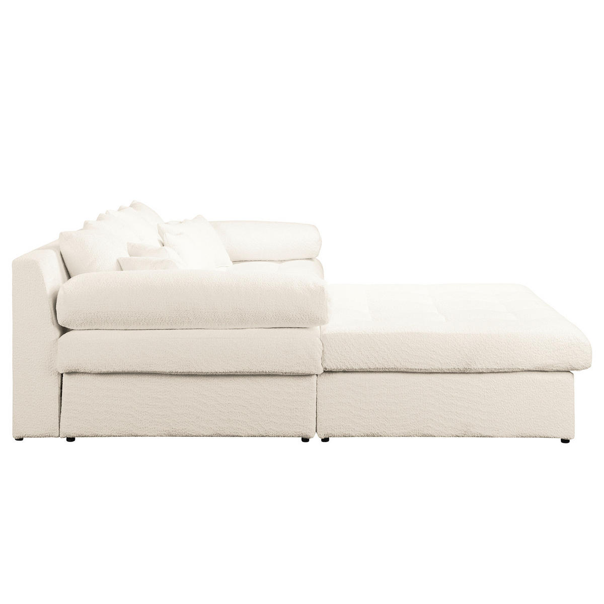 ECKSOFA Chenille Creme  - Creme/Schwarz, Design, Kunststoff/Textil (243/284cm) - P & B