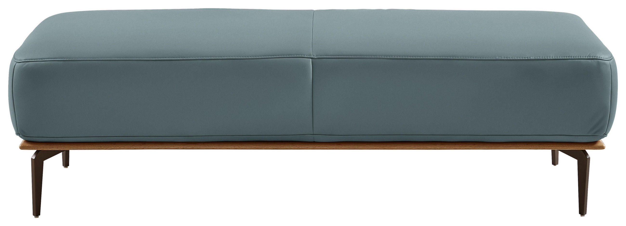 HOCKER in Holz, Leder Blau  - Blau/Bronzefarben, Design, Leder/Holz (151/44/61cm) - Valnatura