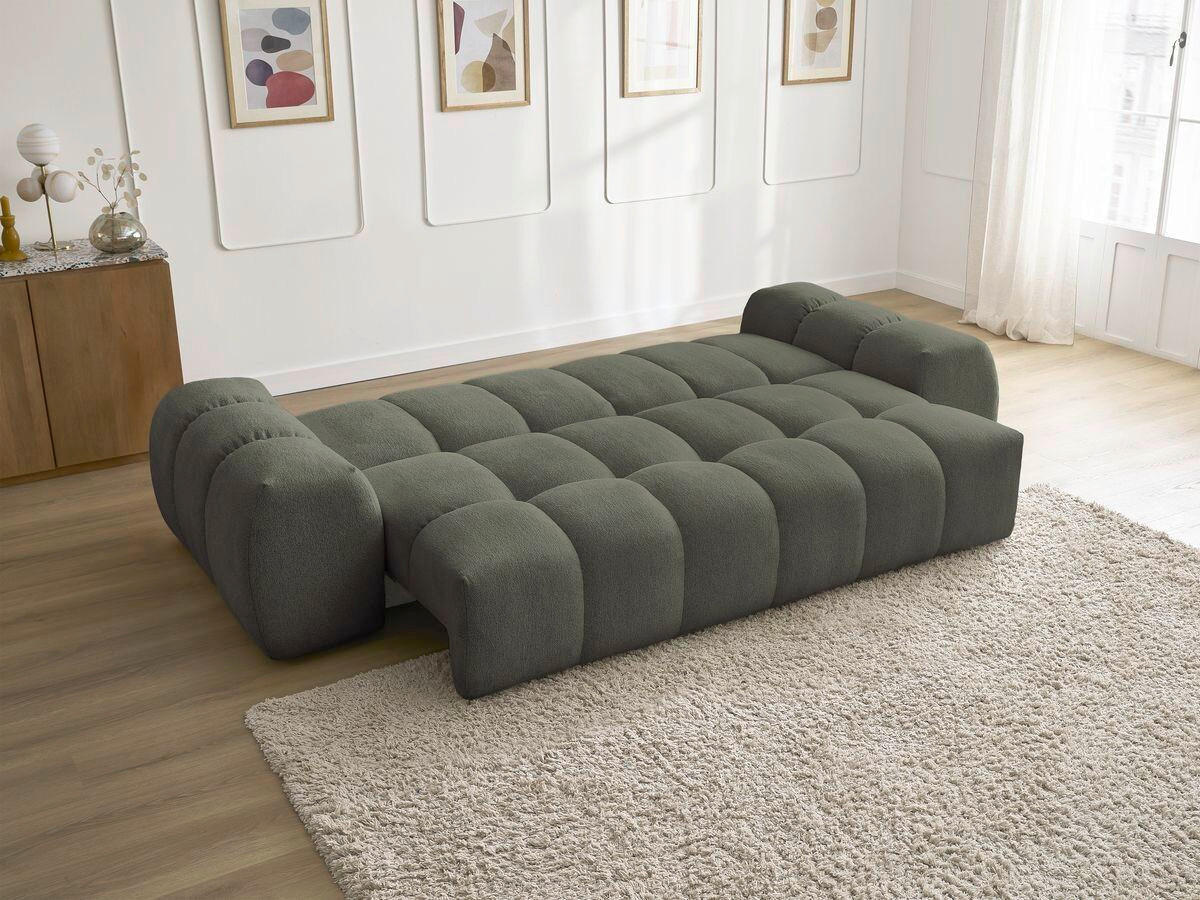 SCHLAFSOFA EVEREST  mit Armteil links, Armteil rechts Flachgewebe Grün  - Schwarz/Grün, MODERN, Kunststoff/Textil (278/115/90cm) - Livetastic