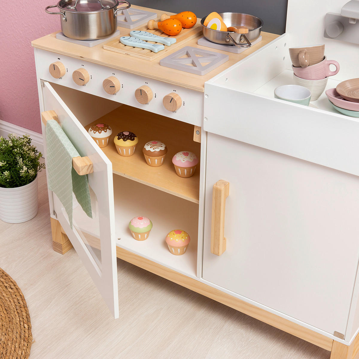 KINDERKÜCHE LINUM  - Naturfarben/Weiß, Basics, Holz/Holzwerkstoff (76/36/90cm) - MUSTERKIND