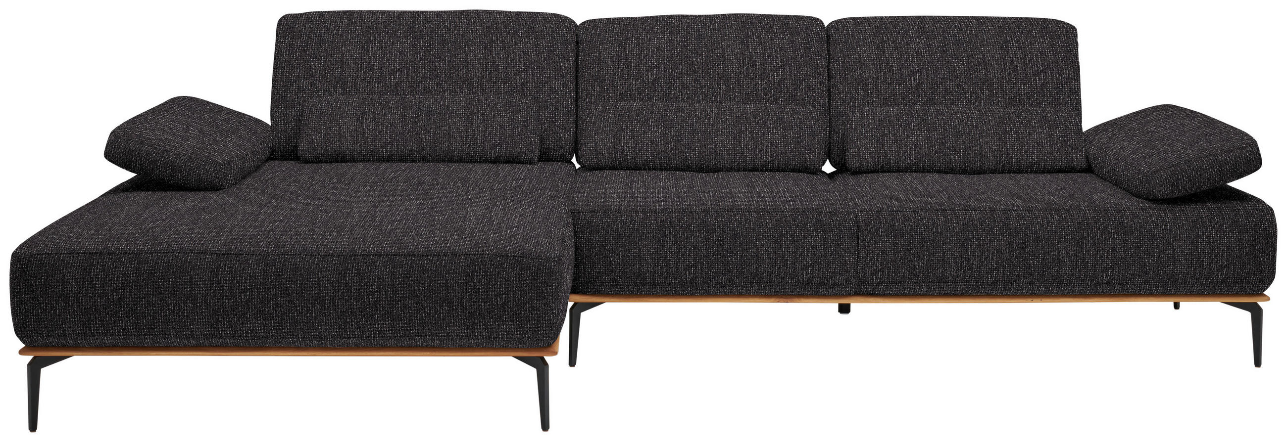 ECKSOFA  in Flachgewebe Anthrazit  176/314 cm  - Anthrazit/Schwarz, Natur, Holz/Textil (176/314cm) - Valnatura