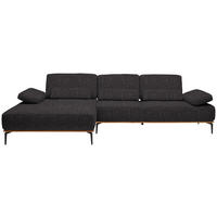 ECKSOFA  in Flachgewebe Anthrazit  176/314 cm  - Anthrazit/Schwarz, Natur, Holz/Textil (176/314cm) - Valnatura