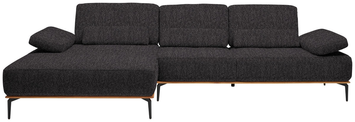 ECKSOFA  in Flachgewebe Anthrazit  176/314 cm  - Anthrazit/Schwarz, Natur, Holz/Textil (176/314cm) - Valnatura