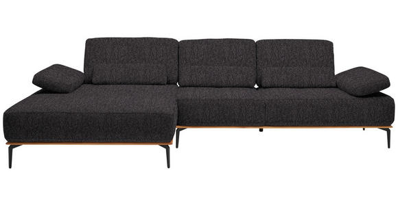 ECKSOFA  in Flachgewebe Anthrazit  176/314 cm  - Anthrazit/Schwarz, Natur, Holz/Textil (176/314cm) - Valnatura