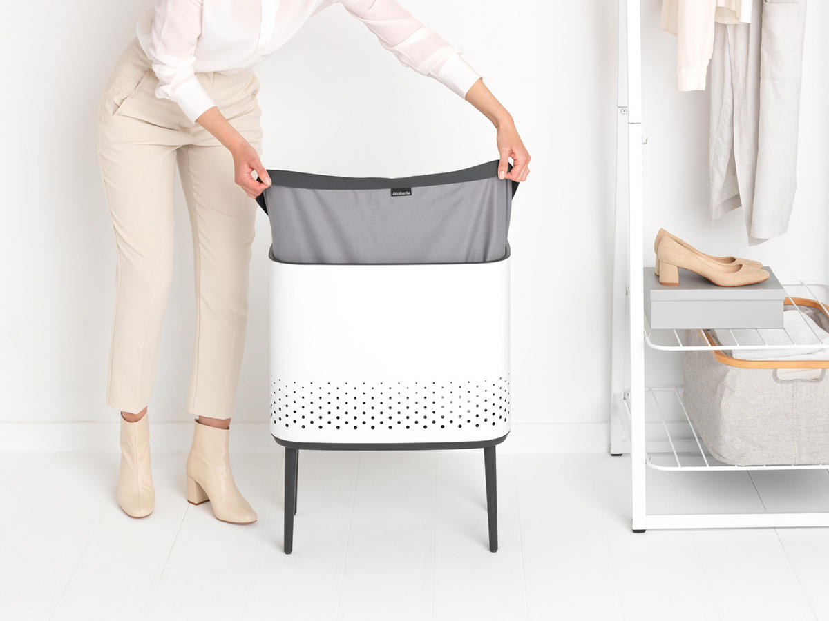 KOŠ ZA PERILO - bela, Basics, kovina/umetna masa (54/67/32cm) - Brabantia