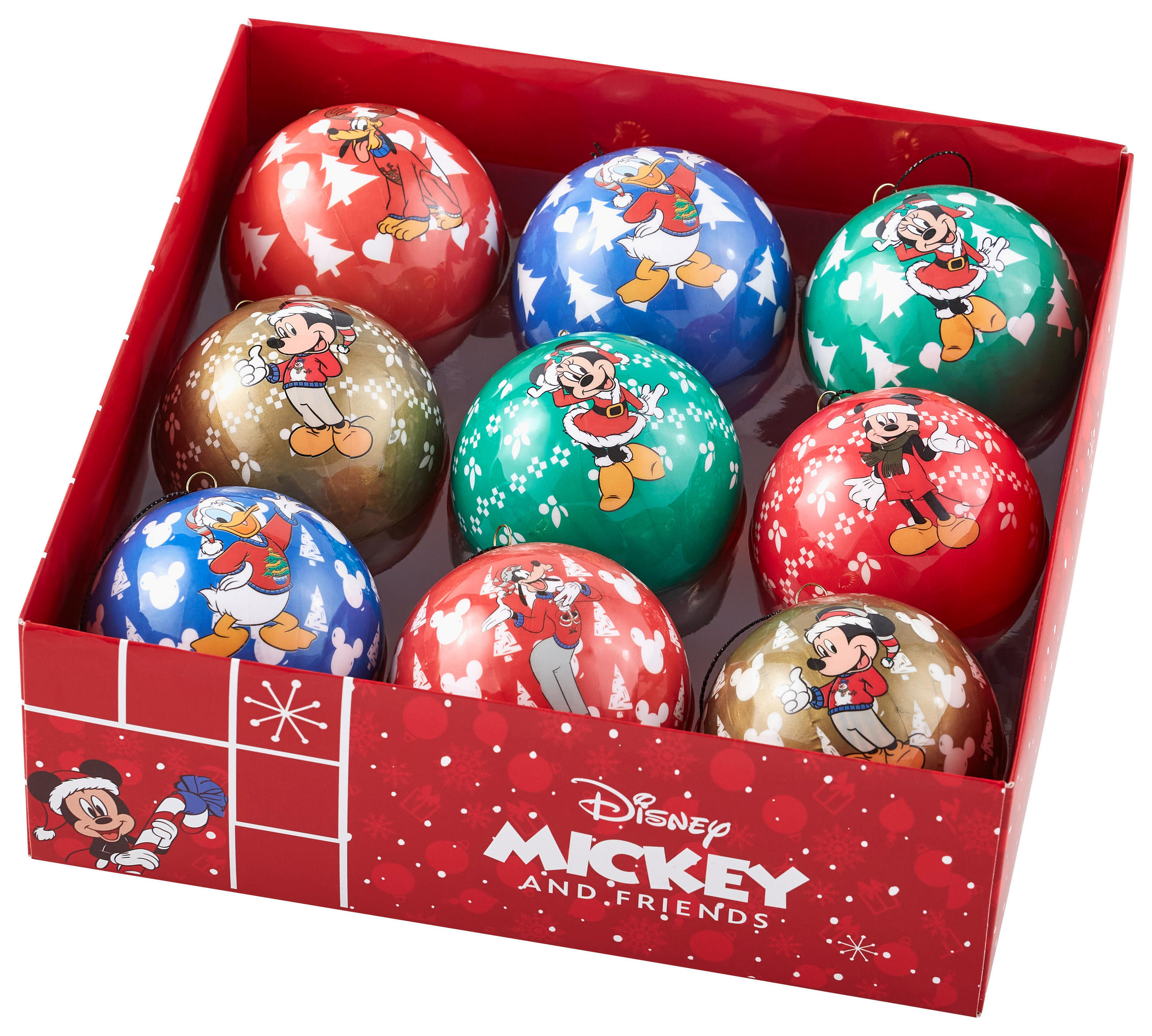 CHRISTBAUMKUGEL-SET 9-teilig Mickey and friends - Blau/Rot, Trend, Kunststoff (7.5/7.5/7.5cm) - Disney