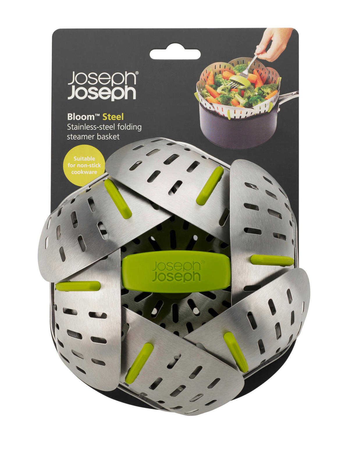 GŐZÖLŐBETÉT  - nemesacél/zöld, Basics, műanyag/fém (16/10/16cm) - Joseph Joseph