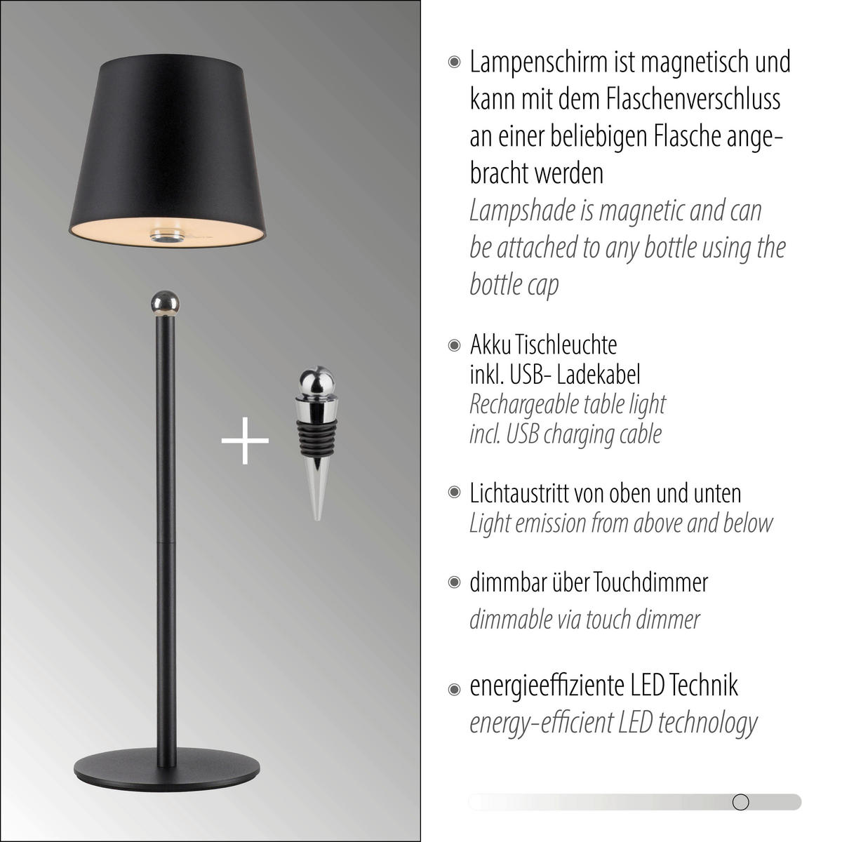 LED-TISCHLEUCHTE Boteria 11/11/37 cm   - Schwarz, MODERN, Kunststoff/Metall (11/11/37cm)