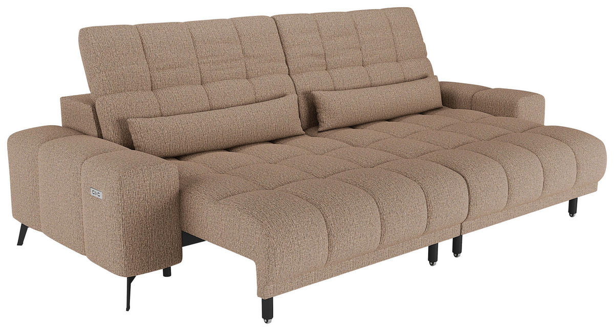 BIGSOFA Chenille Beigebraun  - Beigebraun/Schwarz, MODERN, Textil/Metall (300/112cm) - Xora