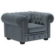 CHESTERFIELD-SESSEL - Wengefarben/Graublau, LIFESTYLE, Holz/Textil (115/76,5/96cm) - Landscape