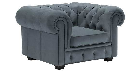 CHESTERFIELD-SESSEL - Wengefarben/Graublau, LIFESTYLE, Holz/Textil (115/76,5/96cm) - Landscape