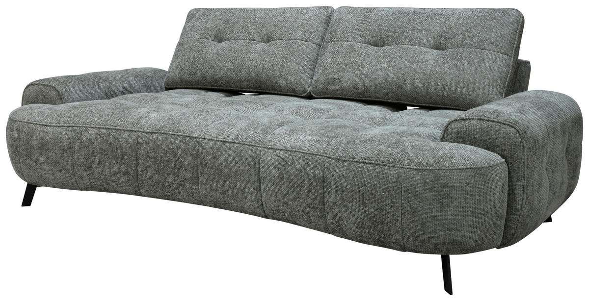 2-SITZER-SOFA Chenille Grau  - Schwarz/Grau, Design, Kunststoff/Textil (230/84/104/111/122cm) - Livetastic