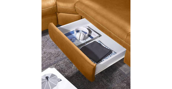 ECKSOFA in Webstoff Bernsteinfarben  - Beige/Bernsteinfarben, Design, Textil/Metall (271/242cm) - Cantus