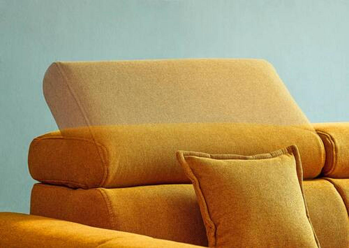 ECKSOFA Currygelb Webstoff  - Currygelb/Schwarz, Design, Textil/Metall (270/177cm) - Welnova