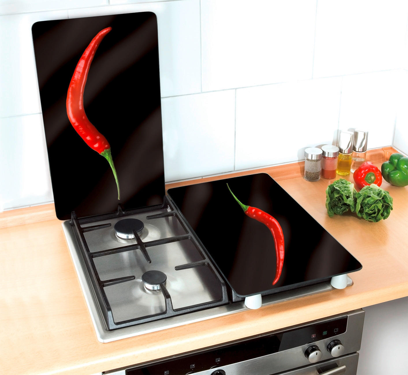 HERDABDECKPLATTE  - Design, Glas/Kunststoff (30/1,8-4,5/52cm) - Wenko