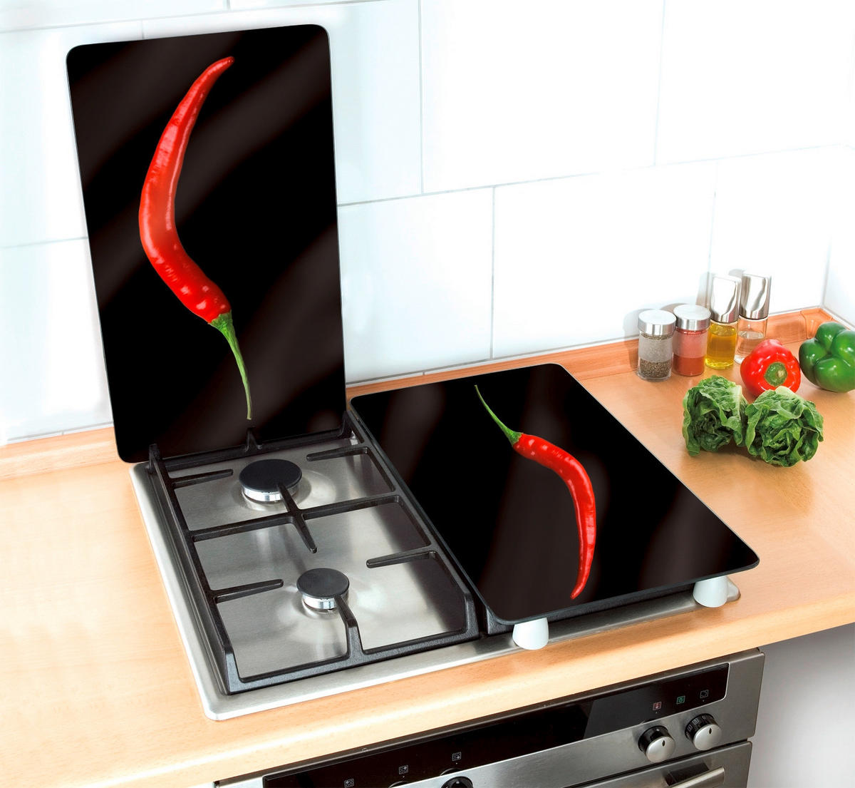 HERDABDECKPLATTE  - Design, Glas/Kunststoff (30/1,8-4,5/52cm) - Wenko
