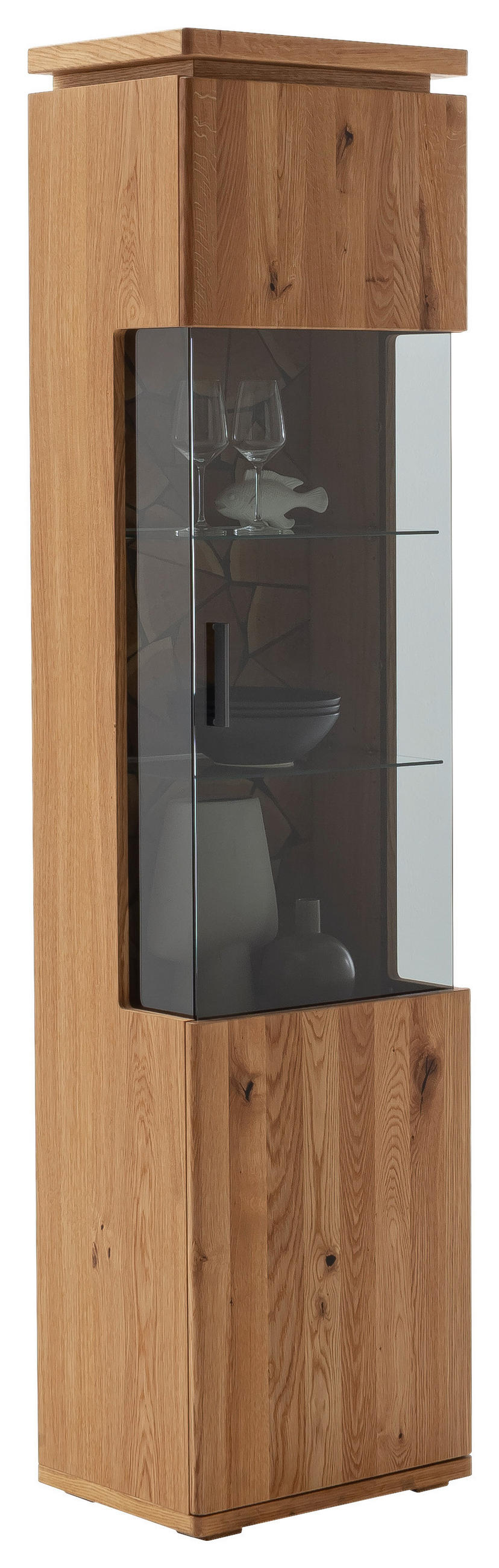 VITRINE Grau, Eichefarben  50/204/37 cm  - Eichefarben/Anthrazit, Natur, Glas/Holz (50/204/37cm) - Linea Natura