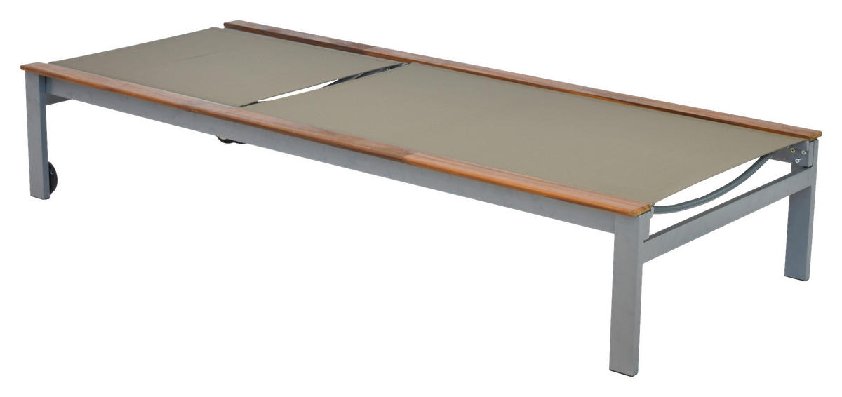 GARTENLIEGE 198/103/84 cm Akazie  - Beige/Silberfarben, MODERN, Holz/Metall (198/103/84cm) - Gardenson