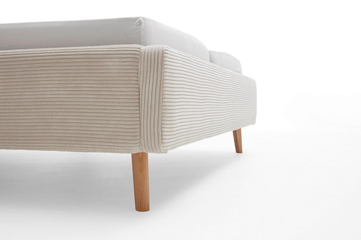 POLSTERBETT 180/200 cm,  in Beige, Bettkasten, Lattenroste, Matratzen, unterschiedliche Matratzenhärtegrade je Bettseite, H2 + H3 = mittel + fest  - Eichefarben/Birkefarben, Design, Holz/Textil (180/200cm) - Xora