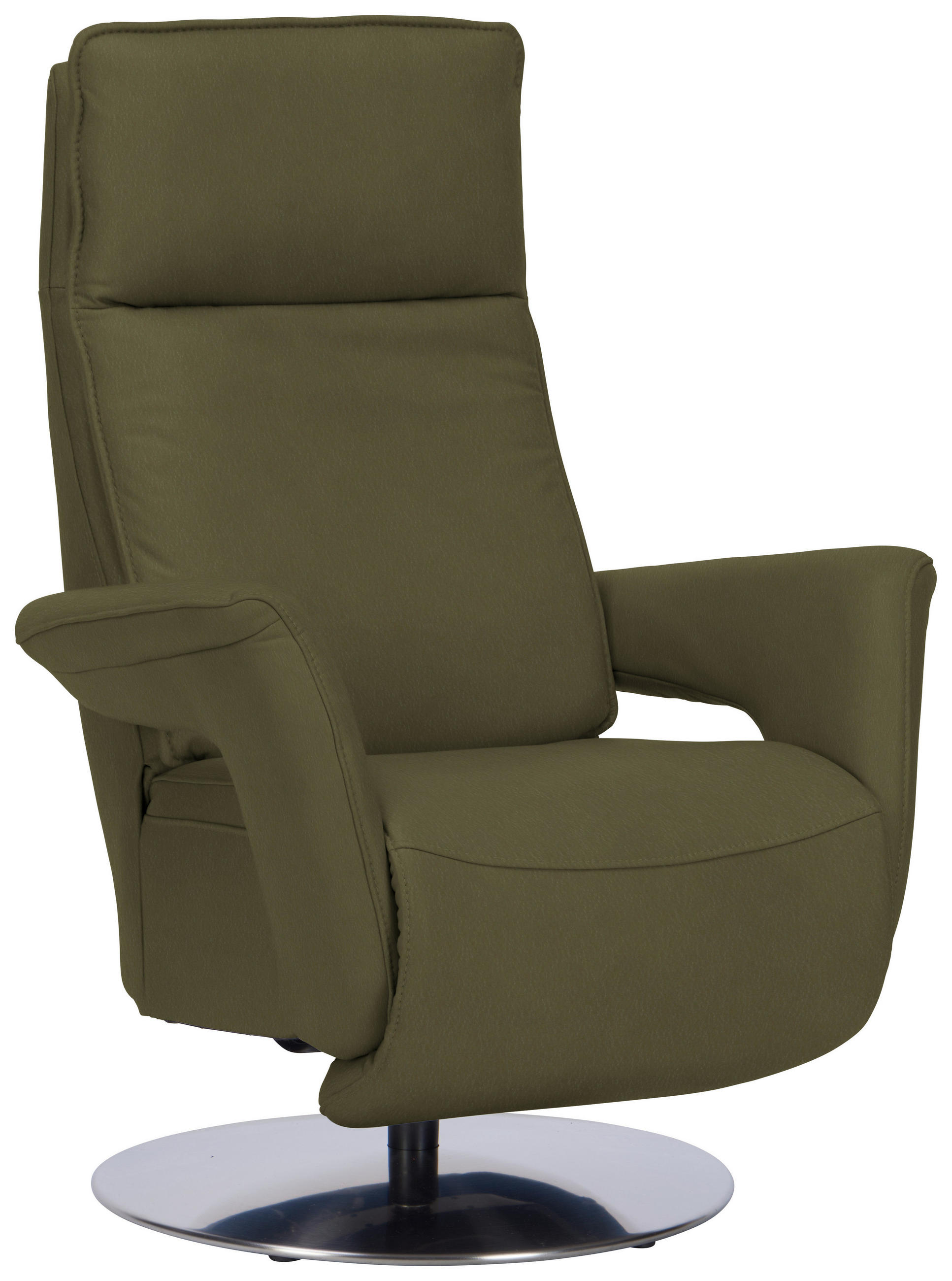RELAXSESSEL in Leder Grün  - Edelstahlfarben/Grün, Design, Leder/Metall (83/112/87-174cm) - Valdera