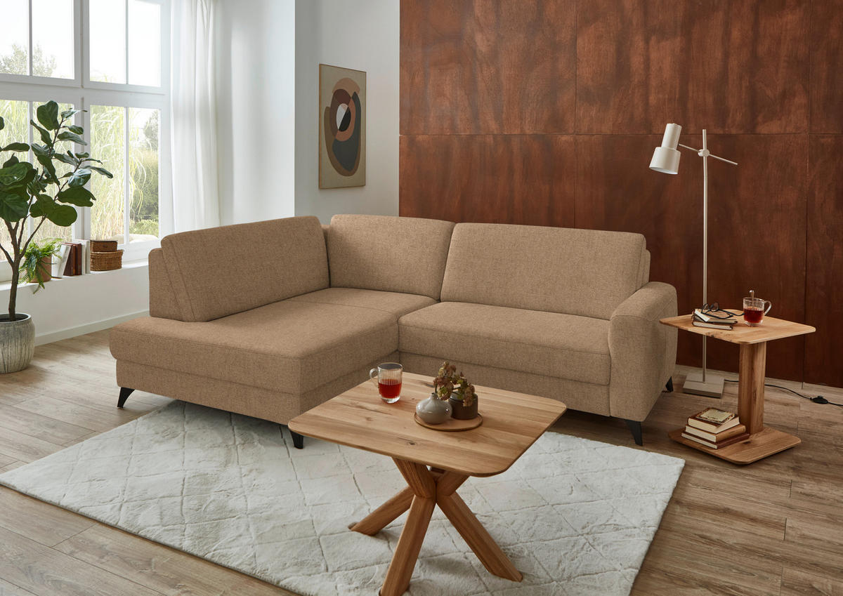 ECKSOFA  Chenille Altrosa  - Schwarz/Altrosa, Design, Textil/Metall (182/239cm) - Beldomo Comfort