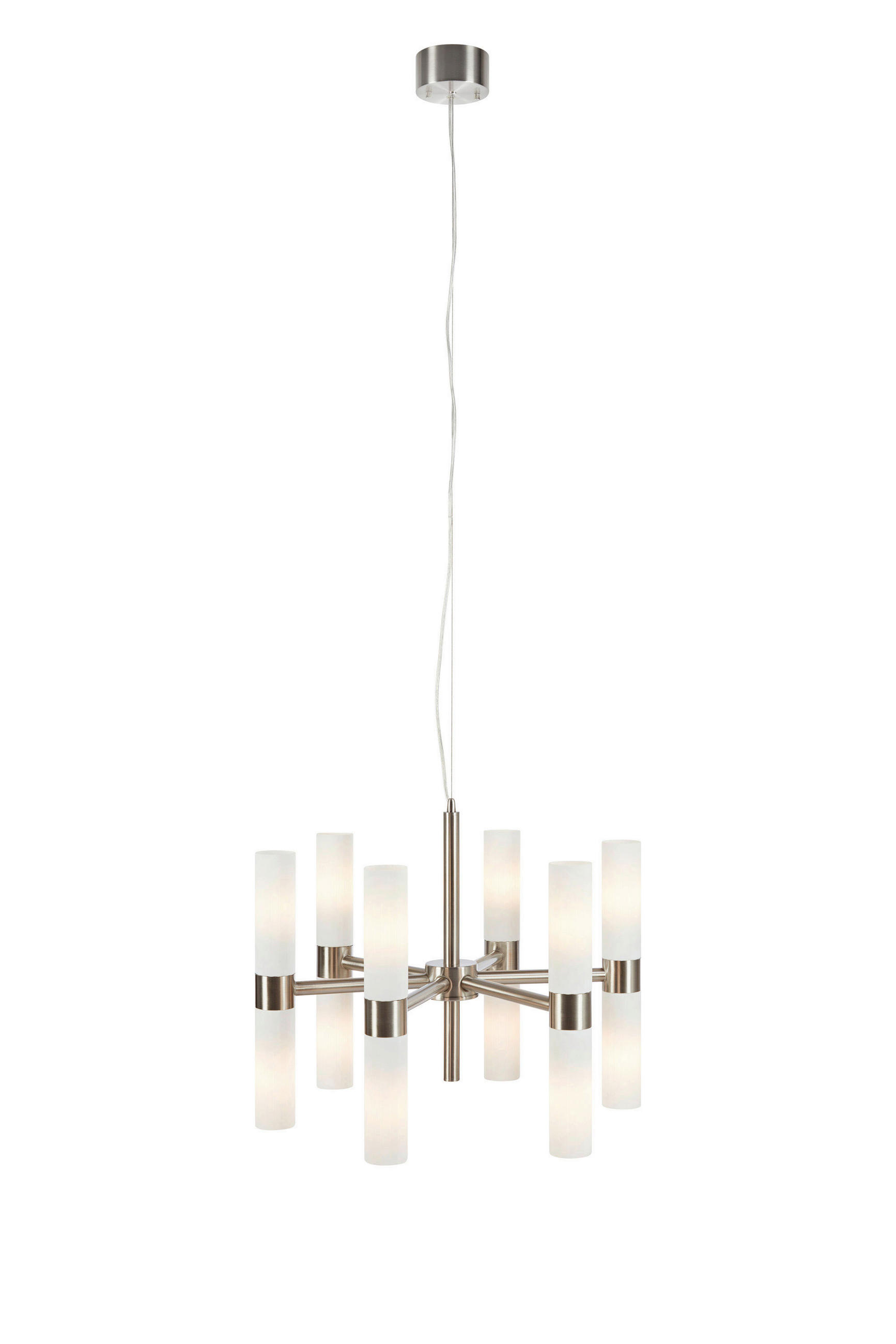 PENDELLEUCHTE Elara 60/48/60 cm  - Edelstahlfarben/Weiß, Basics, Glas/Metall (60/48/60cm) - Markslöjd