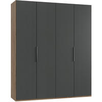 DREHTÜRENSCHRANK in Graphitfarben, Eichefarben  - Chromfarben/Eichefarben, Modern, Holzwerkstoff (200/236/58cm) - MID.YOU