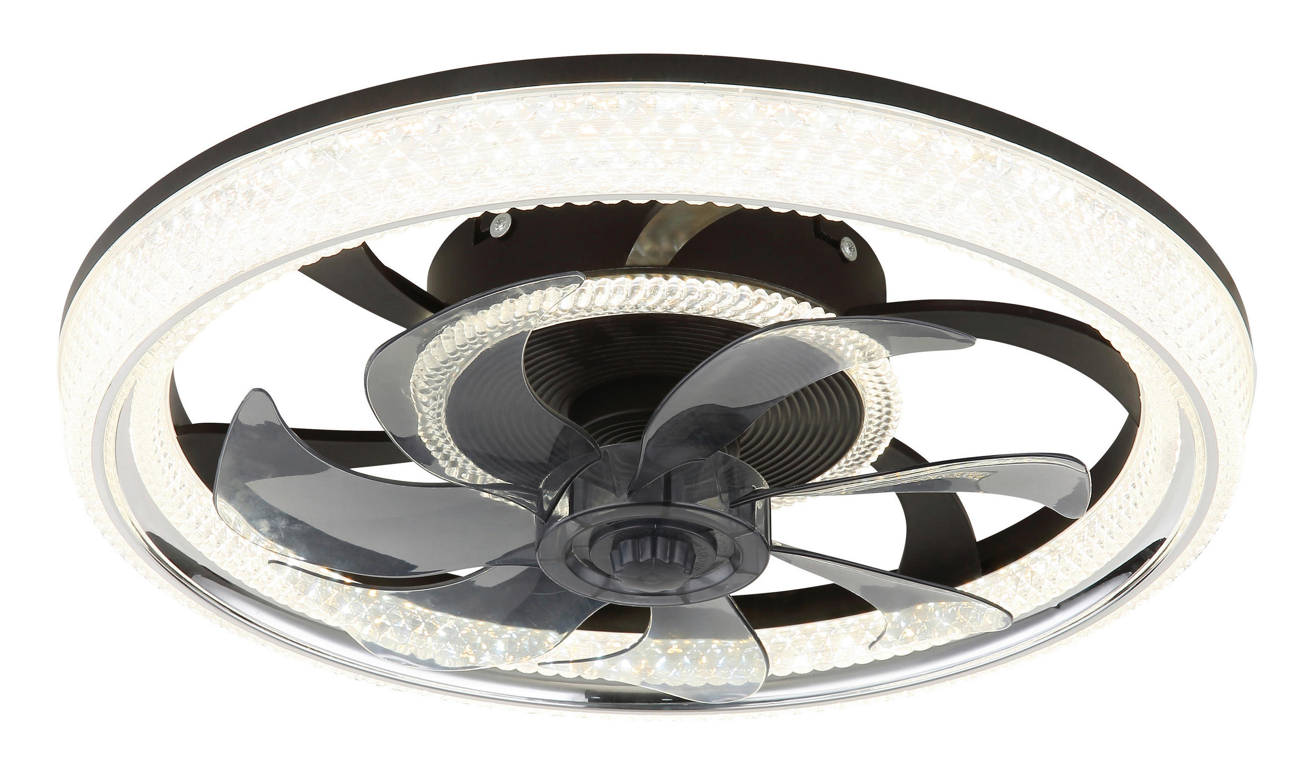 Deckenleuchte mit Ventilator CIRILLA 48/13 cm   - Klar/Chromfarben, Basics, Kunststoff (48/13cm) - Globo