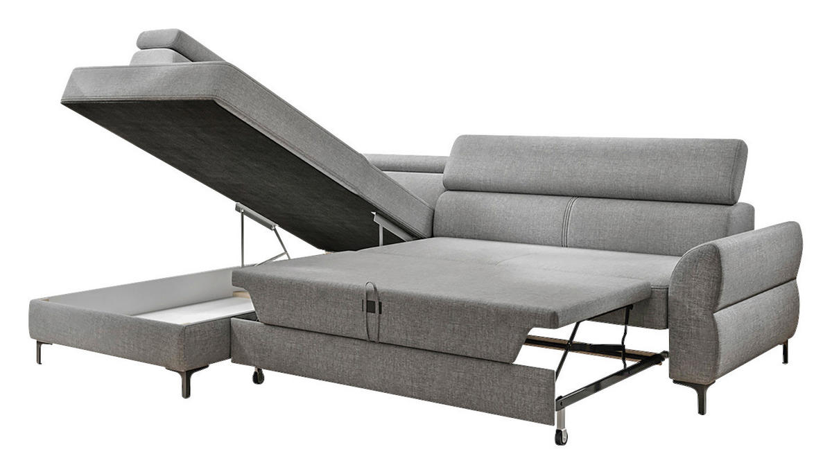 SOFFA i vävt tyg ljusgrå  - ljusgrå/silver, Modern, metall/textil (250/74/90/187cm) - Best Price