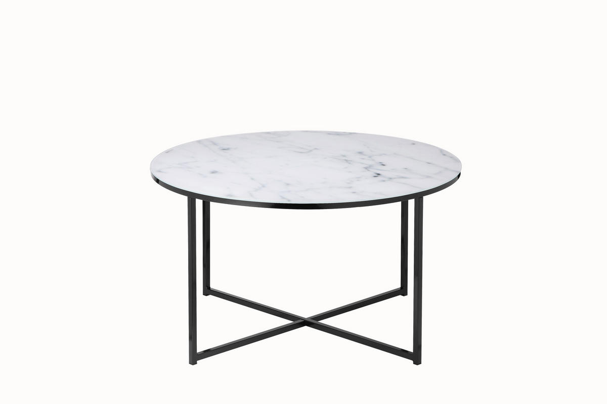 COUCHTISCH 80/80/45 cm rund Schwarz, Weiß  - Schwarz/Weiß, Design, Glas/Metall (80/80/45cm) - Livetastic
