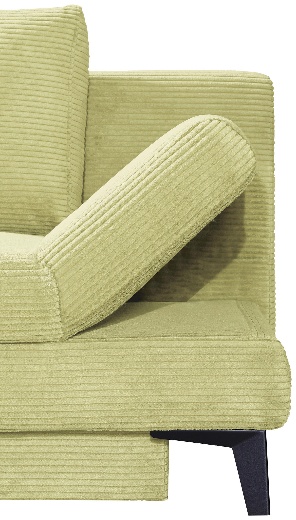 SCHLAFSOFA Cord Hellgrün  inkl. Bettkasten, Schlaffunktion, Armteilverstellung  - Schwarz/Hellgrün, Design, Textil/Metall (200/85/90cm) - Novel