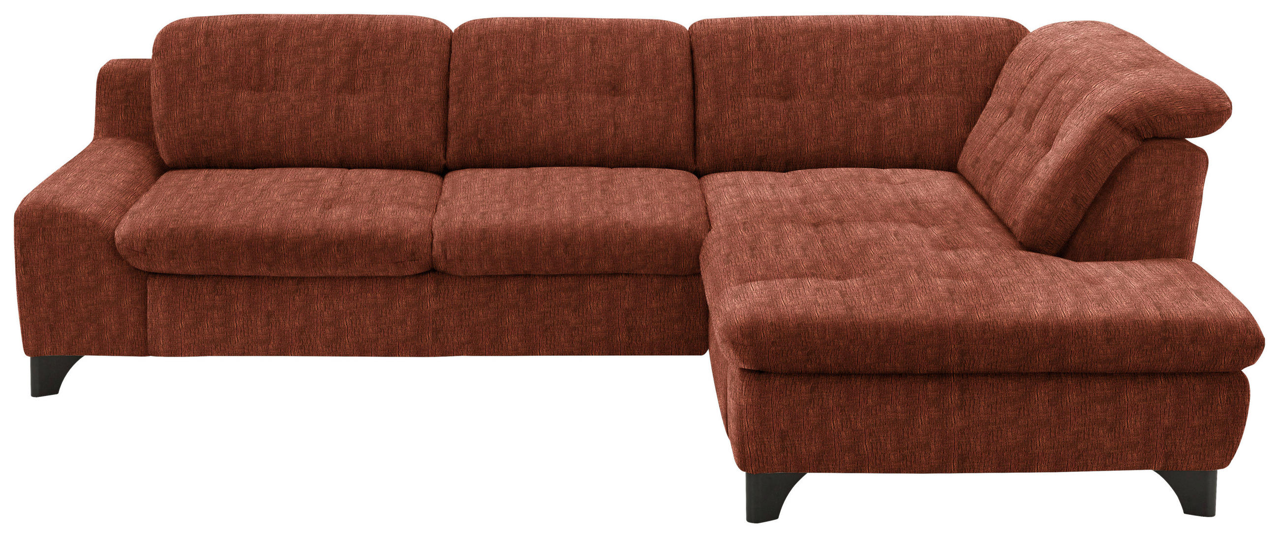 HÖRNSOFFA i chenille rostfärgad  - svart/rostfärgad, Klassisk, metall/textil (281/200cm) - MID.YOU