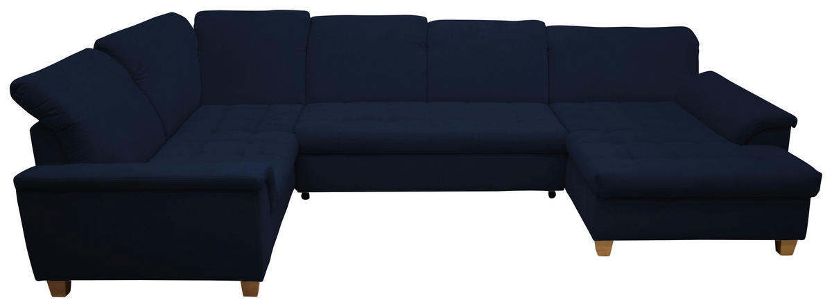 WOHNLANDSCHAFT in Mikrofaser Dunkelblau  - Eichefarben/Dunkelblau, KONVENTIONELL, Holz/Textil (214/352/170cm) - MID.YOU